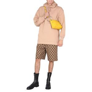 DRIES VAN NOTEN Men's Cotton Hoodie with Graphic Print Shorts and Leather Boots